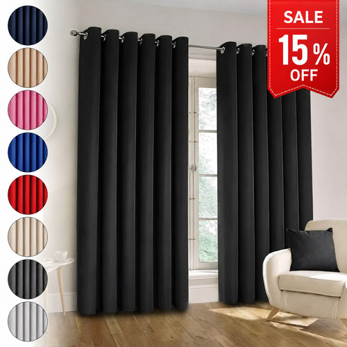 Plain blackout eyelet curtains - plain,