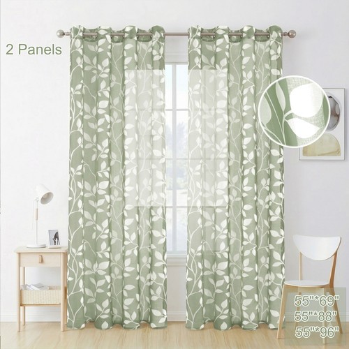 Leaf voile curtains pair 2 - voile,