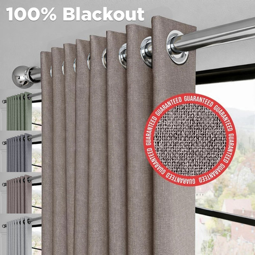 Linen style blackout curtains - linen,
